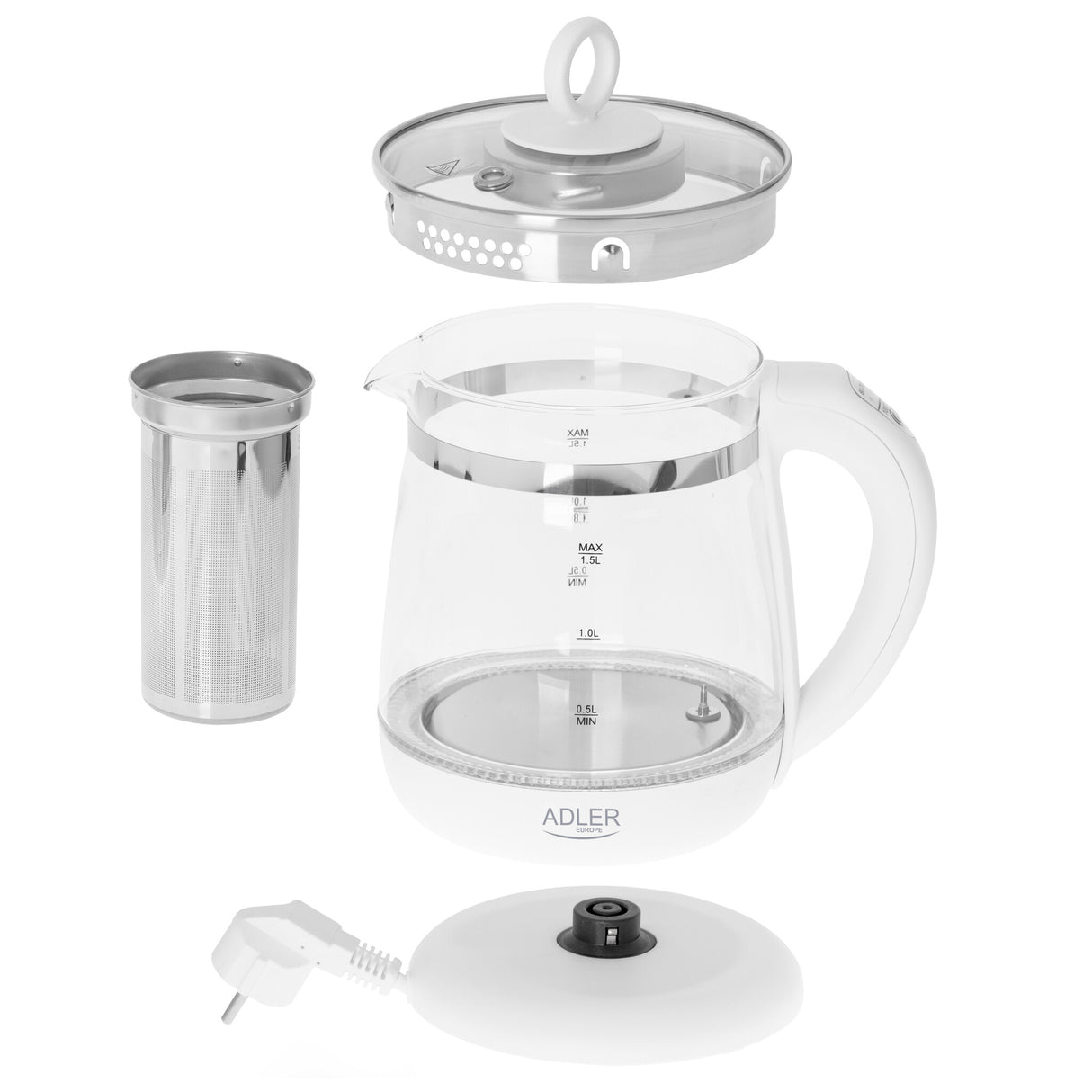 Adler AD 1299 elkedel 1,5 L 1850 W Hvid