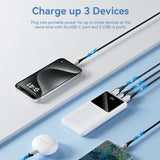 Vention Powerbank, ventiliacija, FHKW0, 10000 mAh, mikro USB, USB-C, 2xUSB-A, Hvid