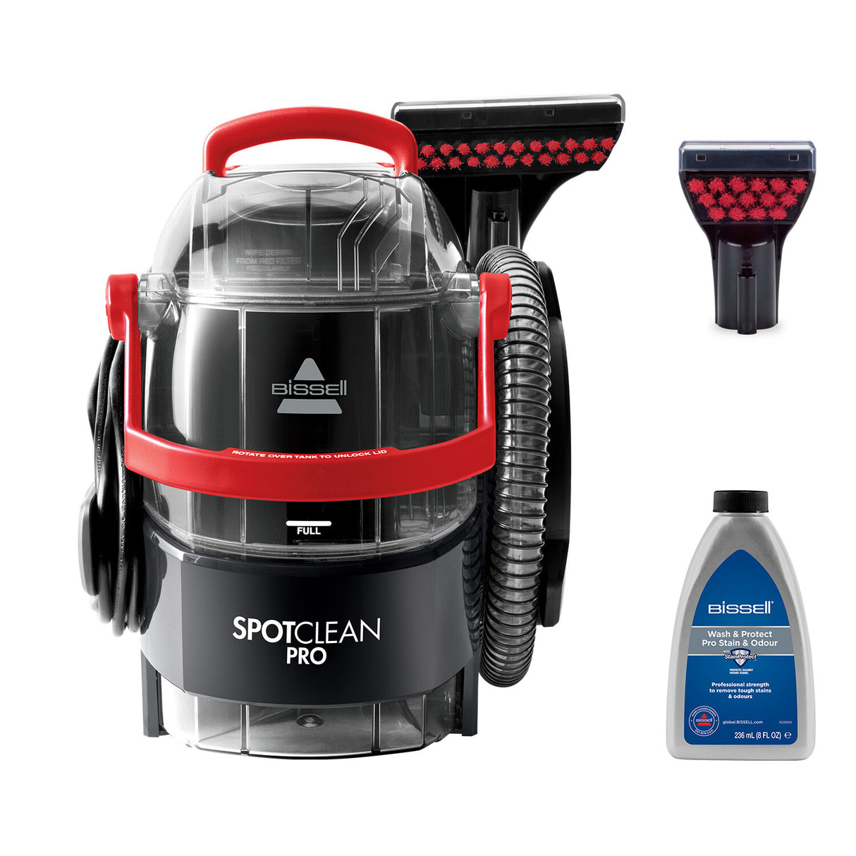 Bissell SpotClean Pro rengøringsmaskine til tæppe Håndholdt Dyb Sort, Rød, Transparent