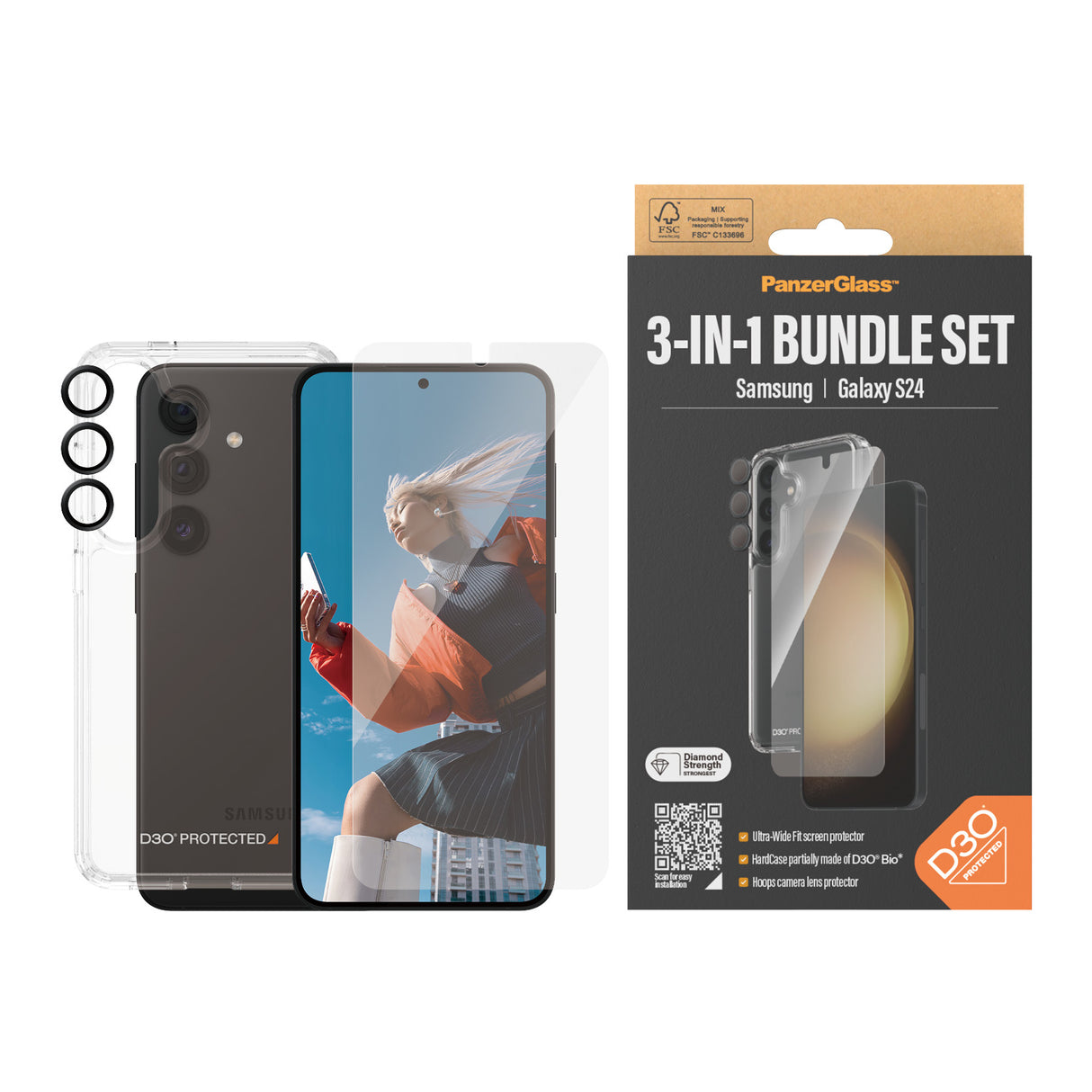 PanzerGlass ® 3-i-1 Beskyttelsespakke Samsung Galaxy S24 | Ultra-Wide Fit