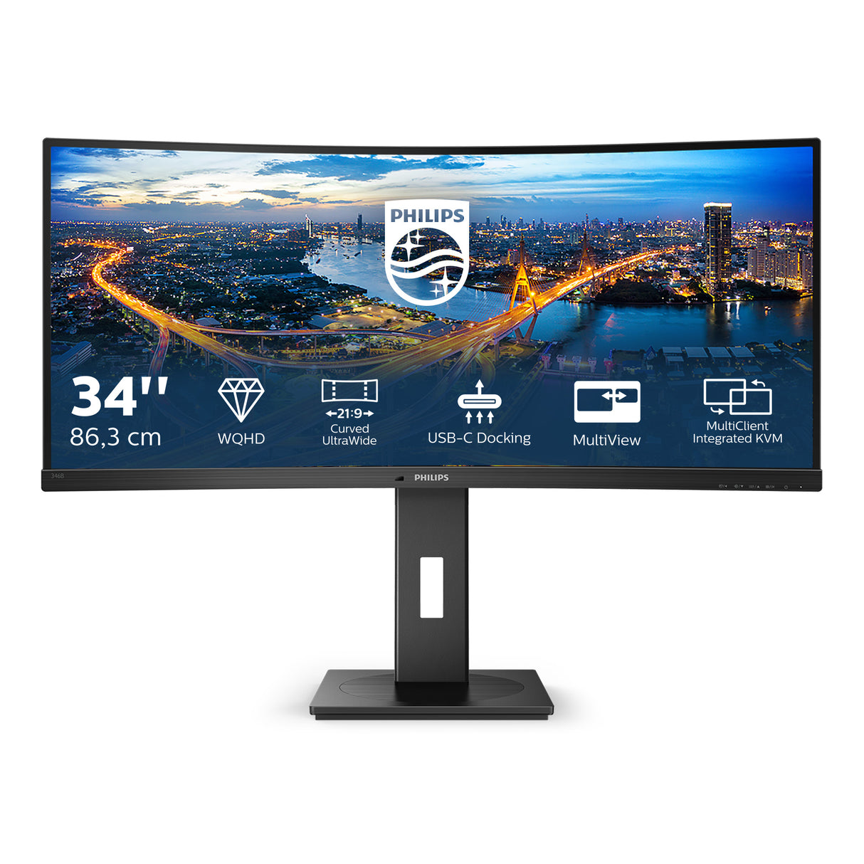 Philips B Line 346B1C/00 computerskærm 86,4 cm (34") 3440 x 1440 pixel Quad HD LCD Sort