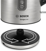 Bosch DesignLine Elkedel 1.7liter 2.4kW Rustfrit stål/sort
