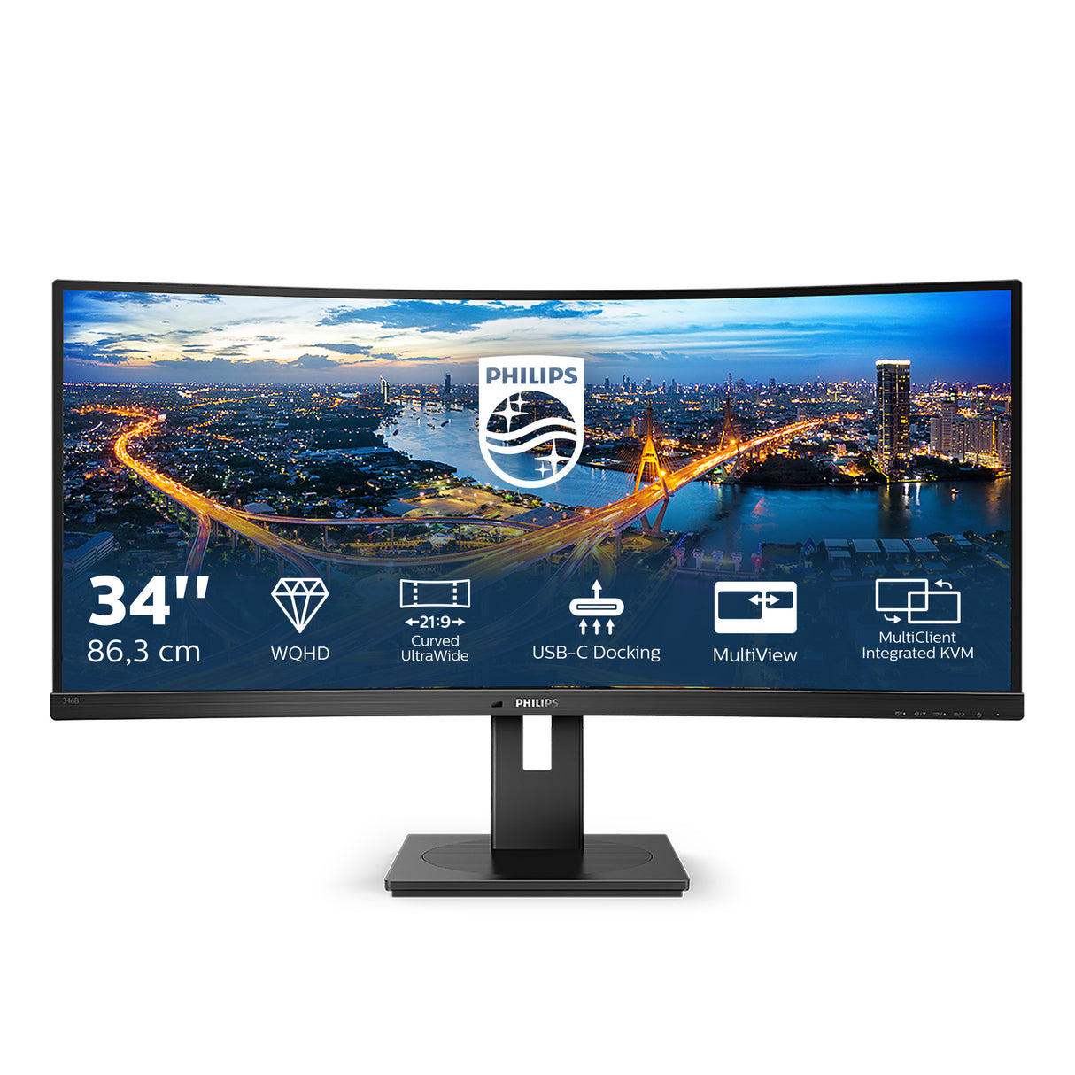 Philips B Line 346B1C/00 computerskærm 86,4 cm (34") 3440 x 1440 pixel Quad HD LCD Sort