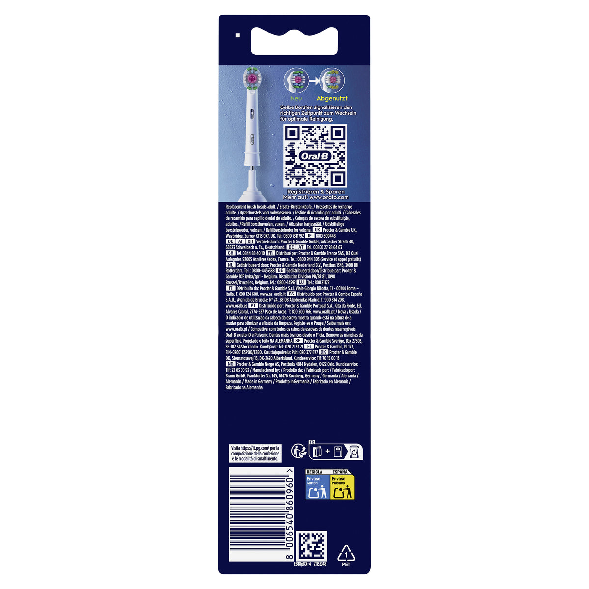 Oral-B Pro 3D White Børstehoveder Hvid, 4 stk.