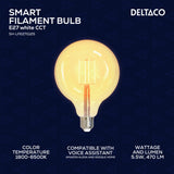 Deltaco SMART H LED filament lamp E27 WiFI 2.4GHz 5.5W 470lm Dim