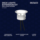 Deltaco Smart udvidelsessæt til terrasselys, varmt hvidt lys og RGB, sølv