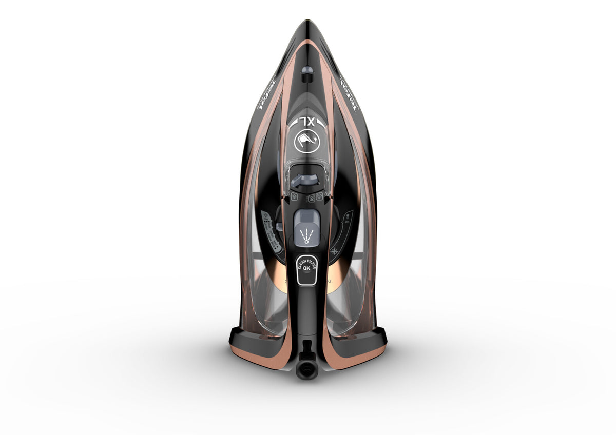 Tefal Ultimate Pure FV9845 Tør & dampstrygejern Durilium autoclean strygesål 3100 W Sort, Kobberfarve