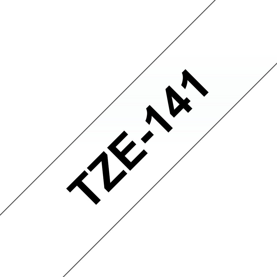 Brother TZE-141 etiketbånd Sort på transparant
