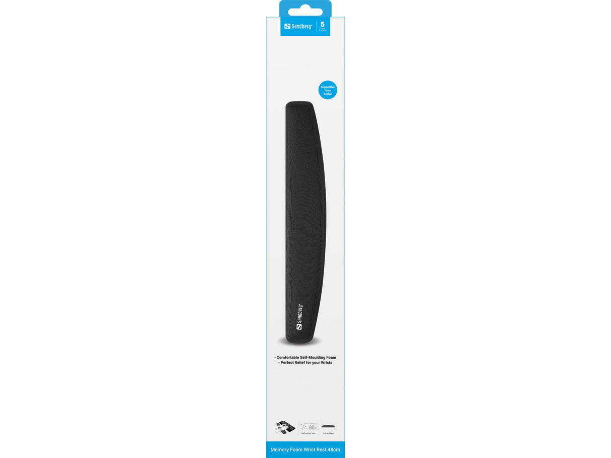 Sandberg Memory Foam Wrist Rest, Black (48cm)