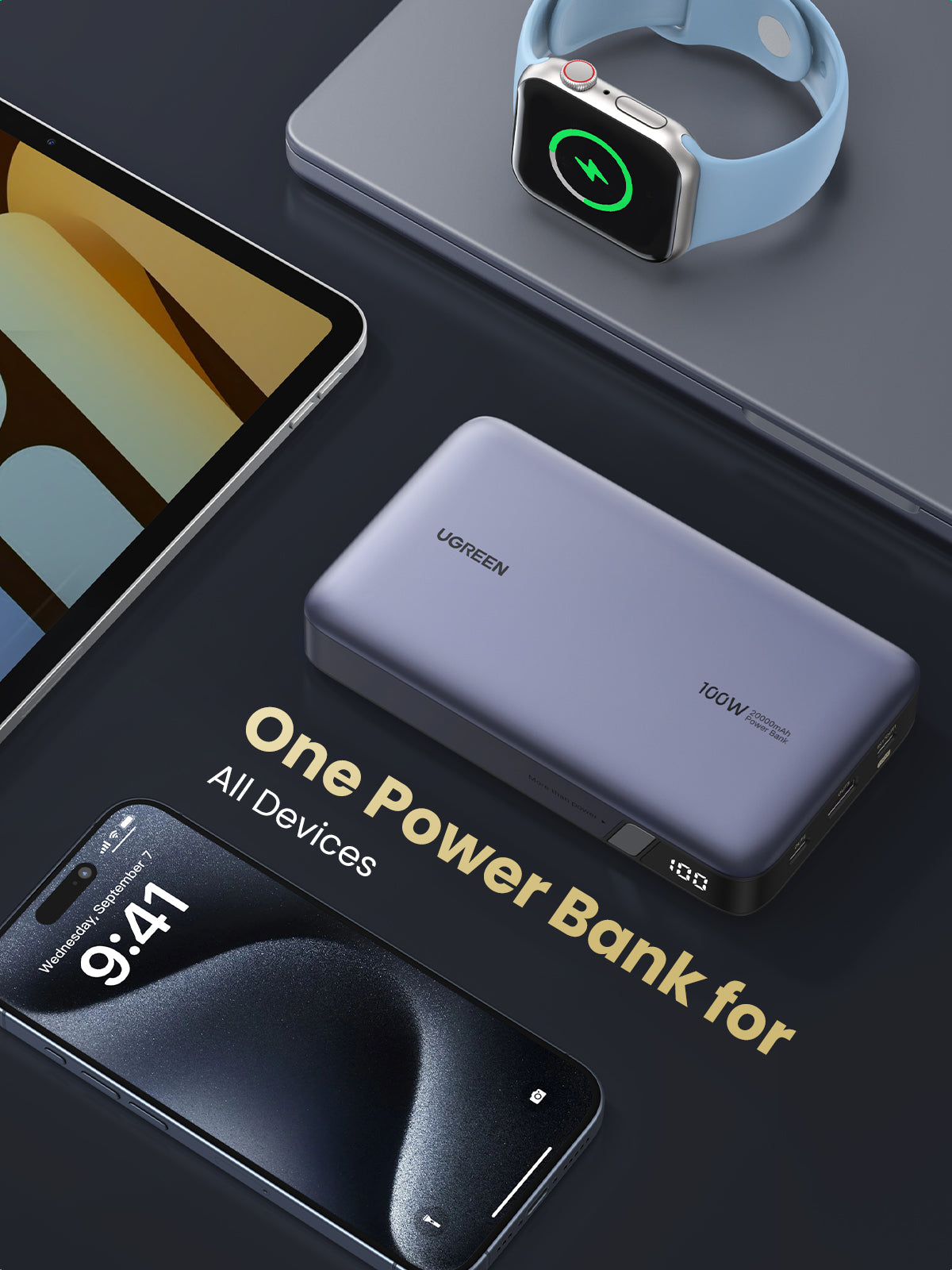 Ugreen 25188 powerbank 20000 mAh Grå