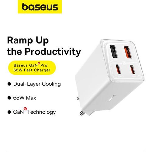 Baseus GAN6 65W ADPTR + 100W C KBL-BYZ mobile device charger PDA, Tablet, Telephone White AC Auto