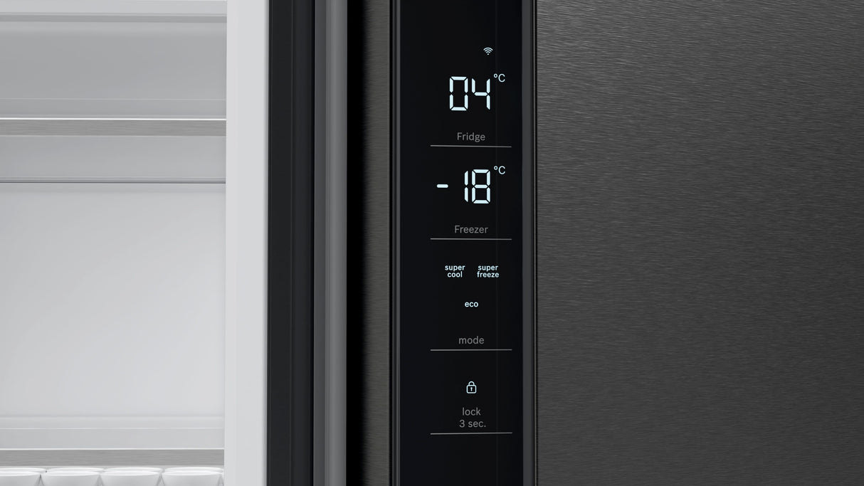 Bosch Serie 6 KFN96AXEA side-by-side køle-fryseskab Fritstående 605 L Sort