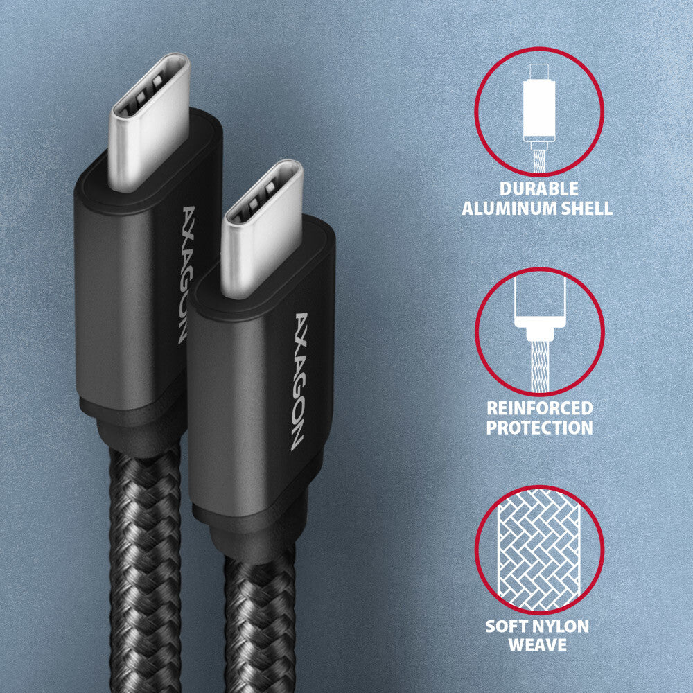 Axagon BUCM3-CM30AB USB-kabel USB 3.2 Gen 1 (3.1 Gen 1) 3 m USB C 5 Gbit/sek. 60 W Sort
