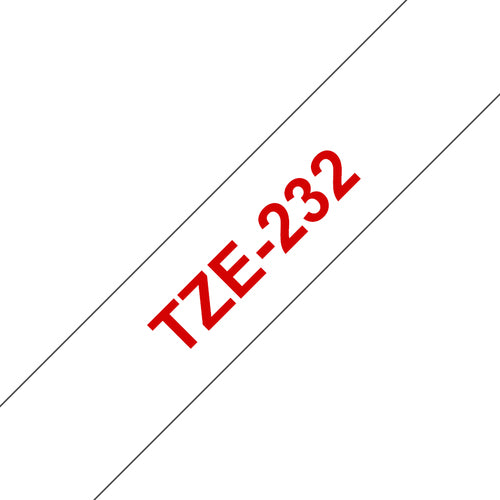 Brother TZE-232 etiketbånd Rød på hvid