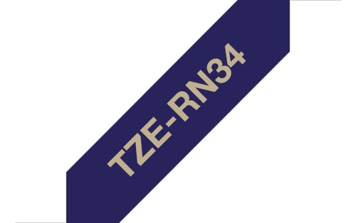 Brother TZE-RN34 etiketbånd Guld på marineblå