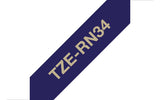 Brother TZE-RN34 etiketbånd Guld på marineblå