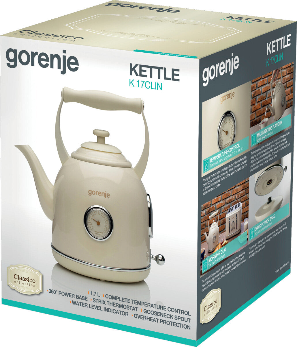 Gorenje K17CLIN elkedel 1,7 L 2000 W Cremefarvet