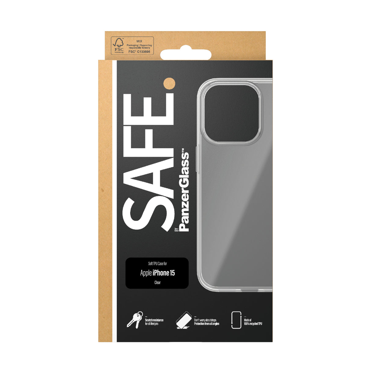 PanzerGlass SAFE. by ® TPU Case Transparent iPhone 15