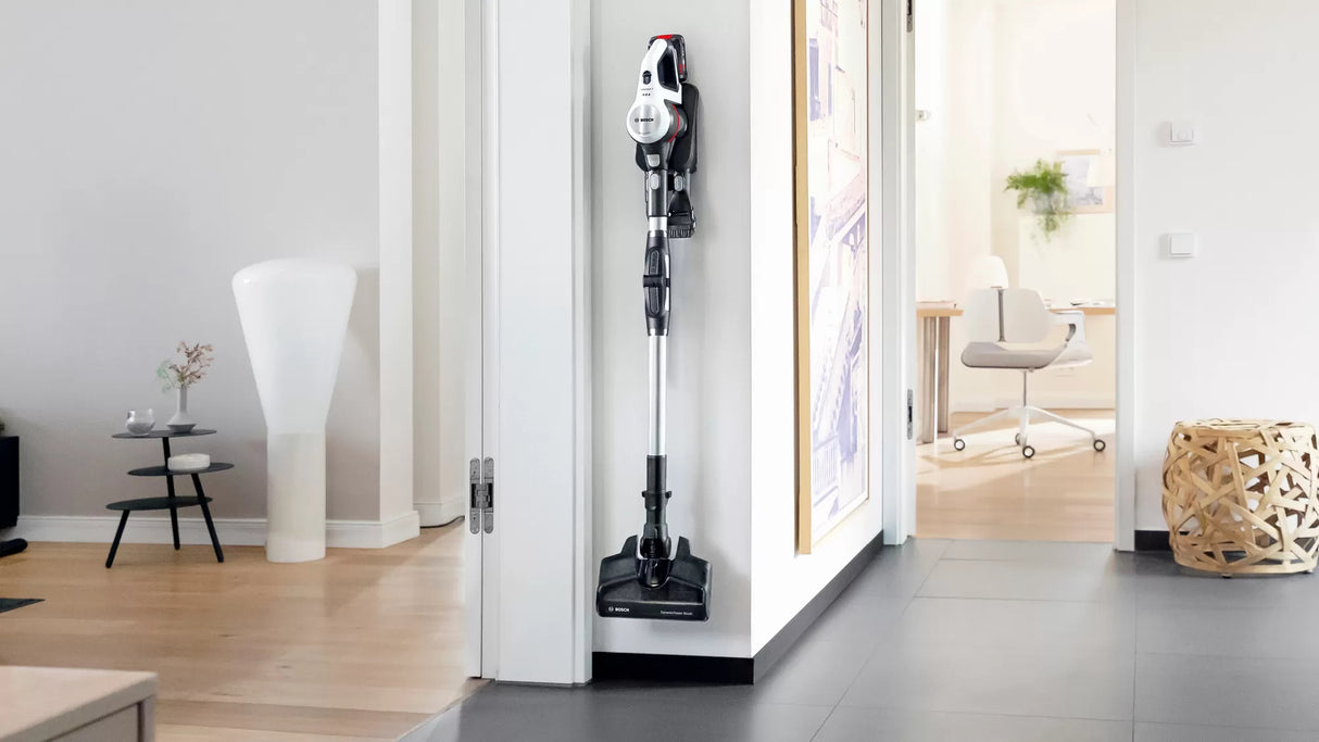 Bosch BBS711W stav støvsuger & elektrisk kost 2-i-1 stangstøvsuger Batteri Dry Hygiejnefilter Poseløs 0,3 L Hvid