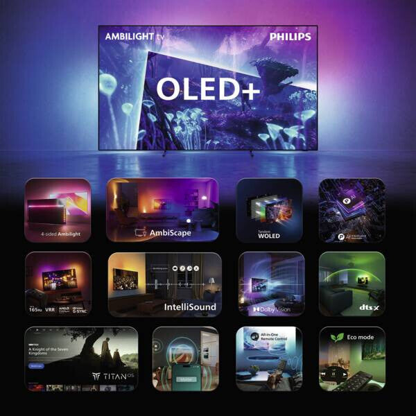 Philips Ambilight 65OLED951/12 TV 165,1 cm (65") 4K Ultra HD Smart TV Wi-Fi Sort