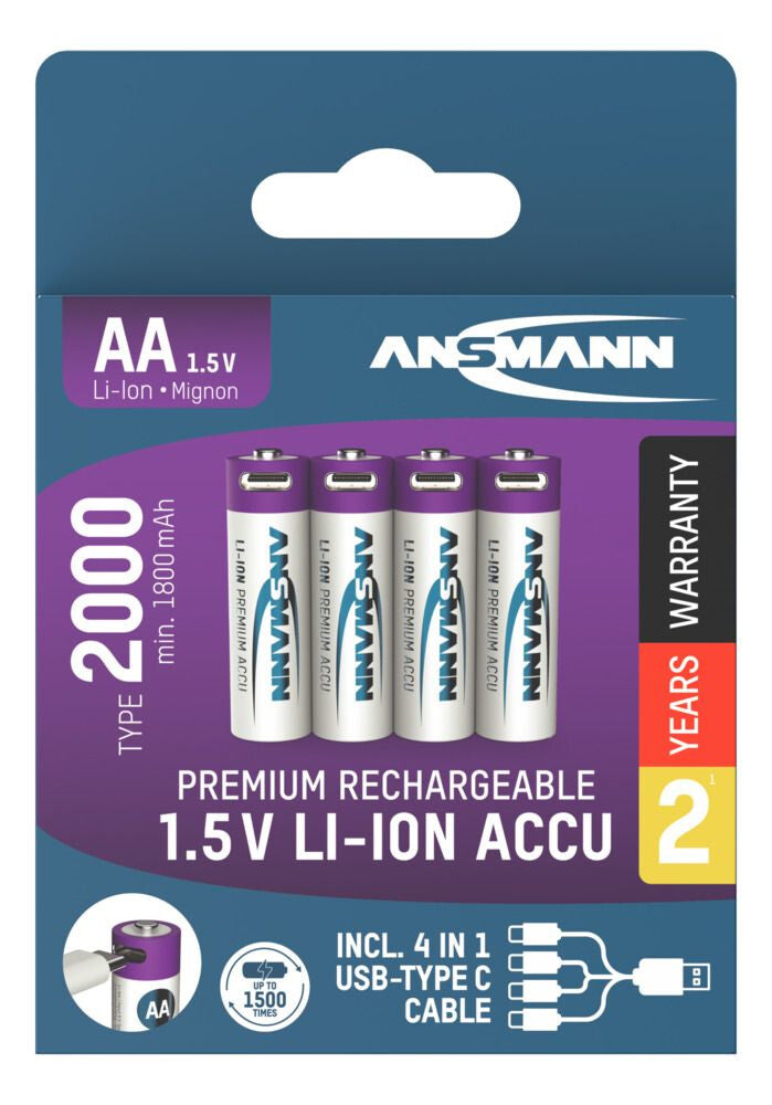 Ansmann 1312-0036 husholdningsbatteri Genopladeligt batteri AA Lithium-Ion (Li-Ion)