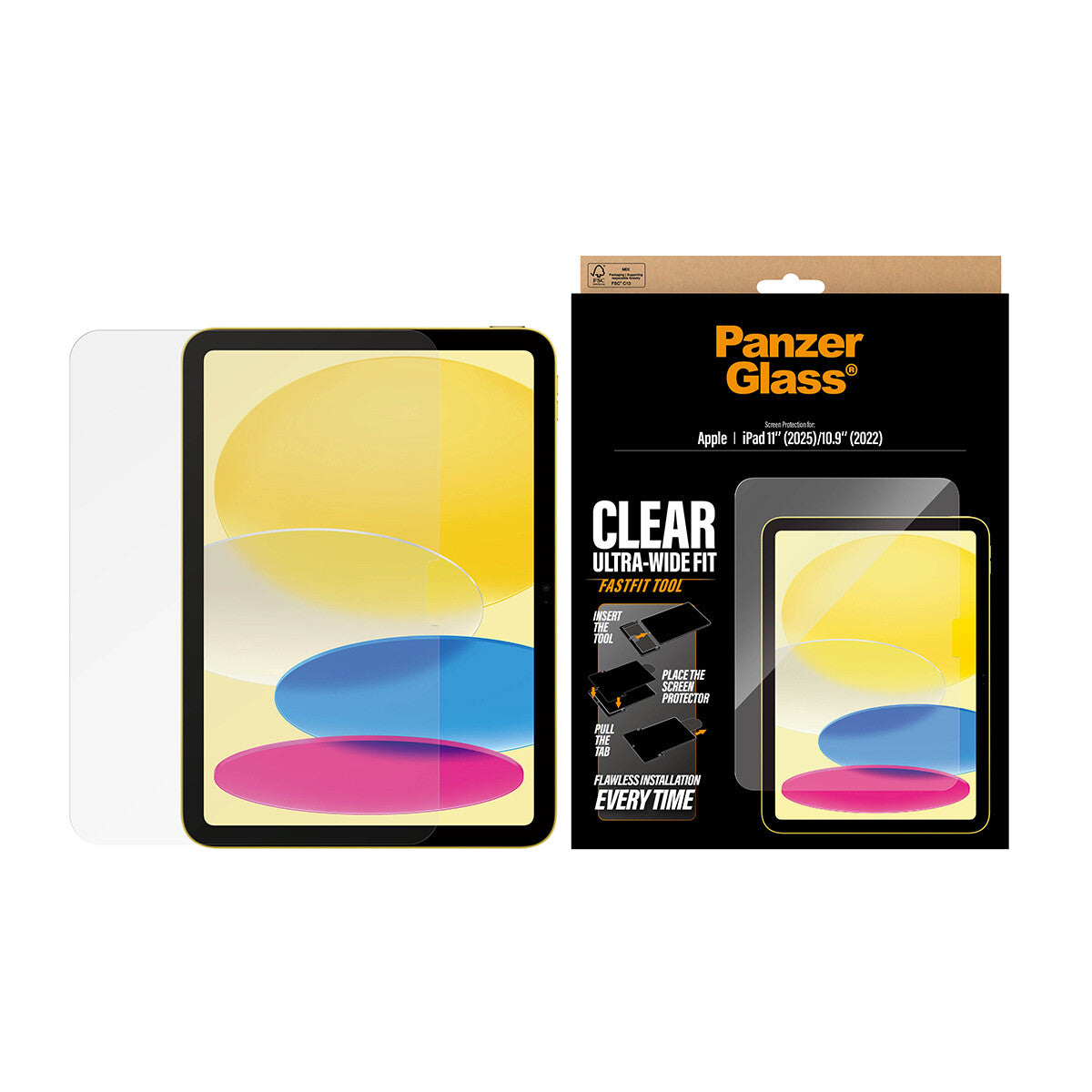 PanzerGlass ® Skærmbeskyttelse iPad 11" (2025) | 10.9" (2022) | Ultra-Wide Fit m. FASTFIT TOOL