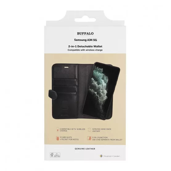 BUFFALO Mobiltelefoncover 2-i-1 3 Kort Sort - Samsung Galaxy A34 5G