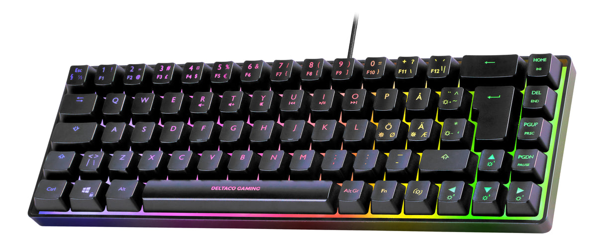 Deltaco Gaming DK240 60% keyboard, semi transparent case bla