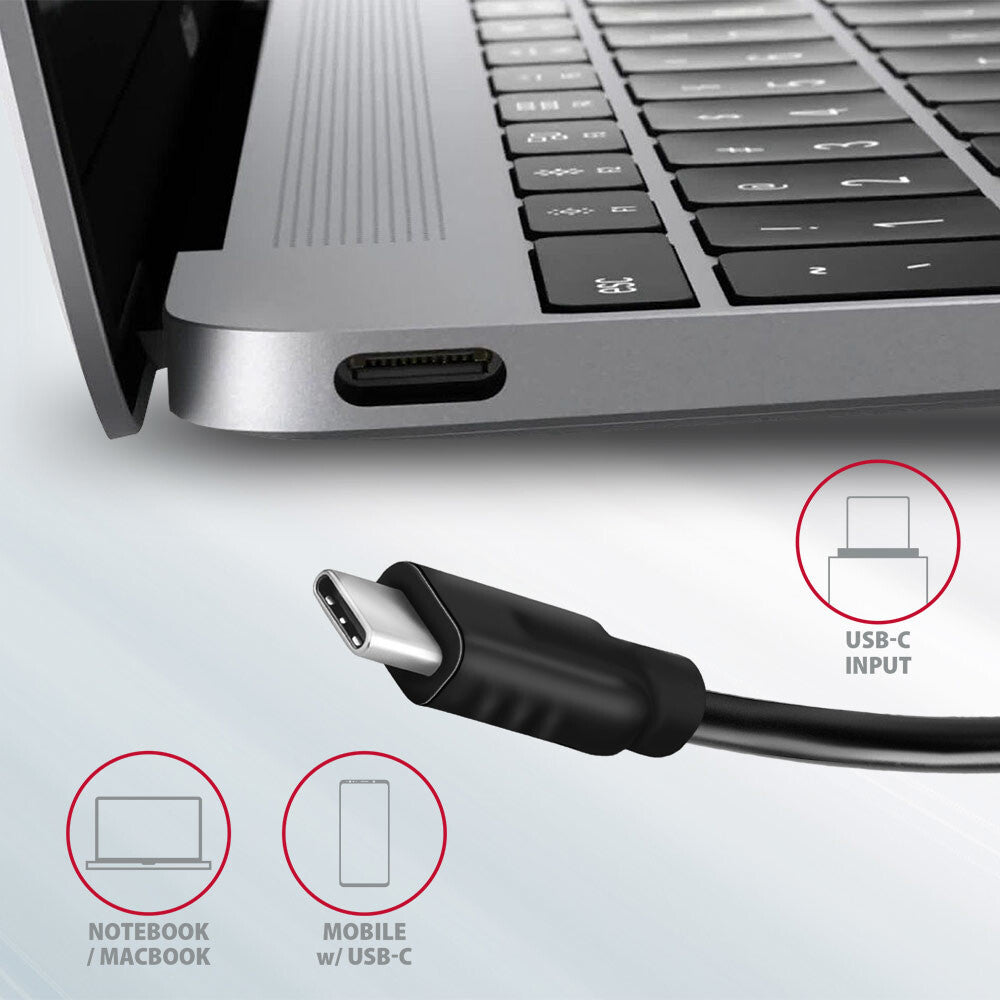 Axagon HMC-4G2 interface hub USB 3.2 Gen 2 (3.1 Gen 2) Type-C 10000 Mbit/s Grå