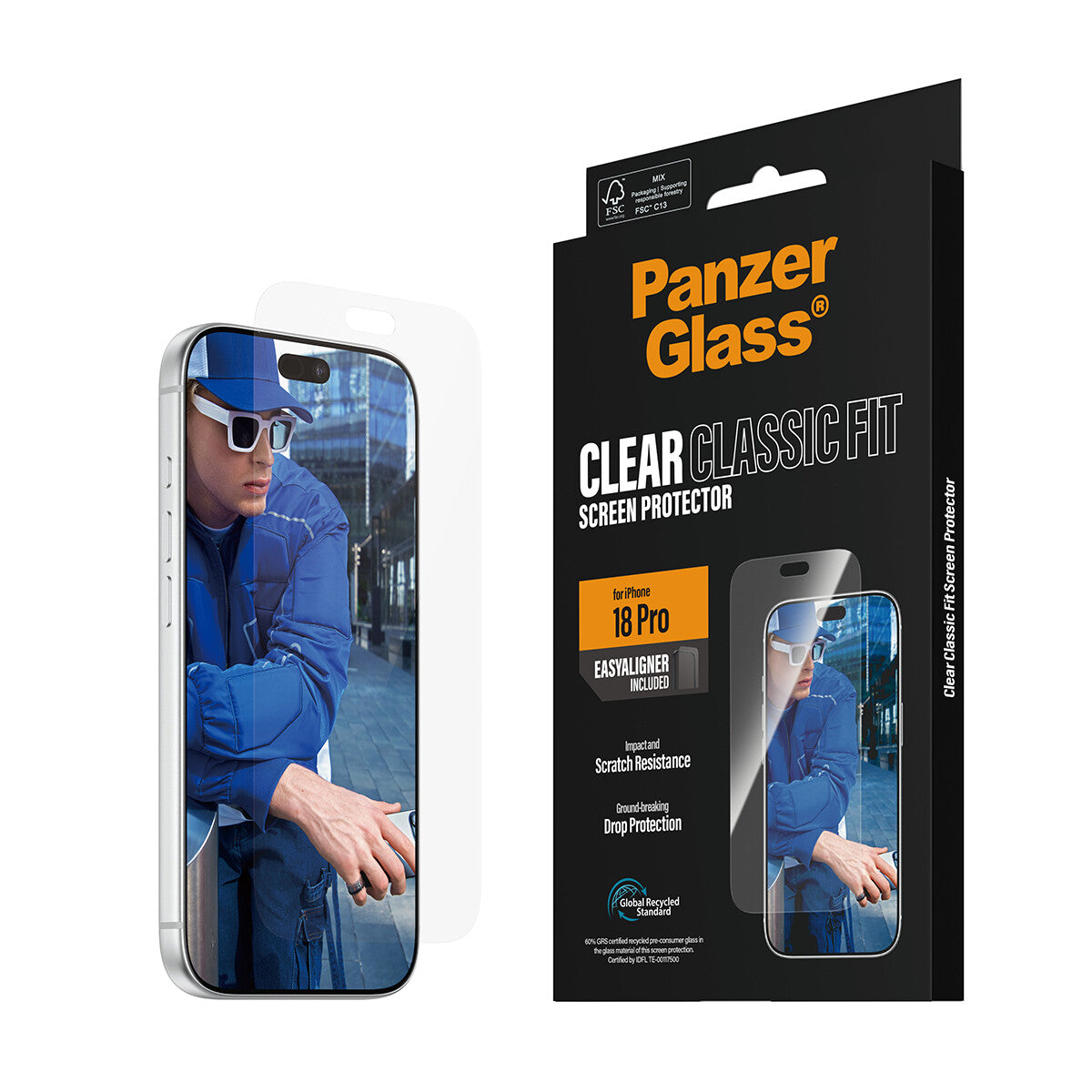 PanzerGlass ® Skærmbeskyttelse iPhone 18 Pro | Classic fit m. EasyAligner