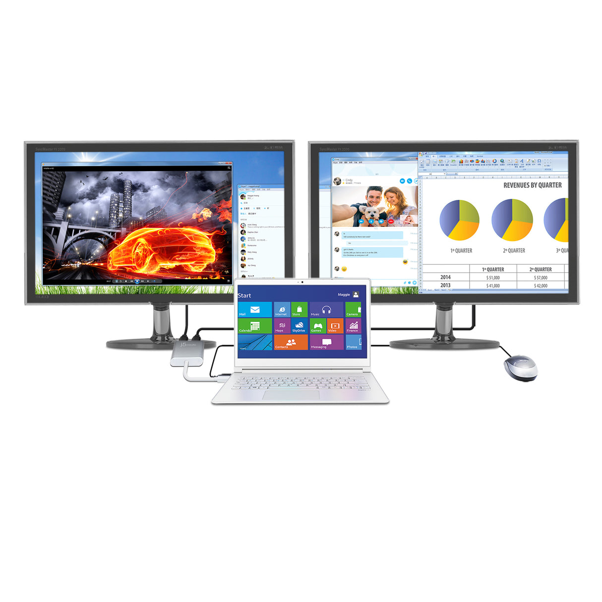 J5 Create USB 3.0 to dual HDMI 380007 multi-monitor adapter