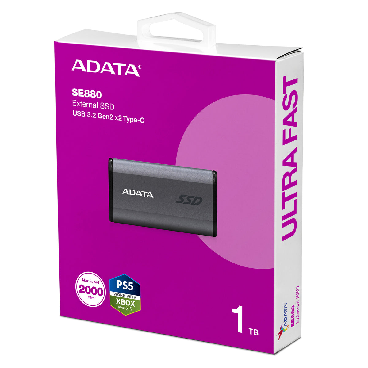 ADATA SE880 1 TB USB Type-C 3.2 Gen 2 (3.1 Gen 2) Grå