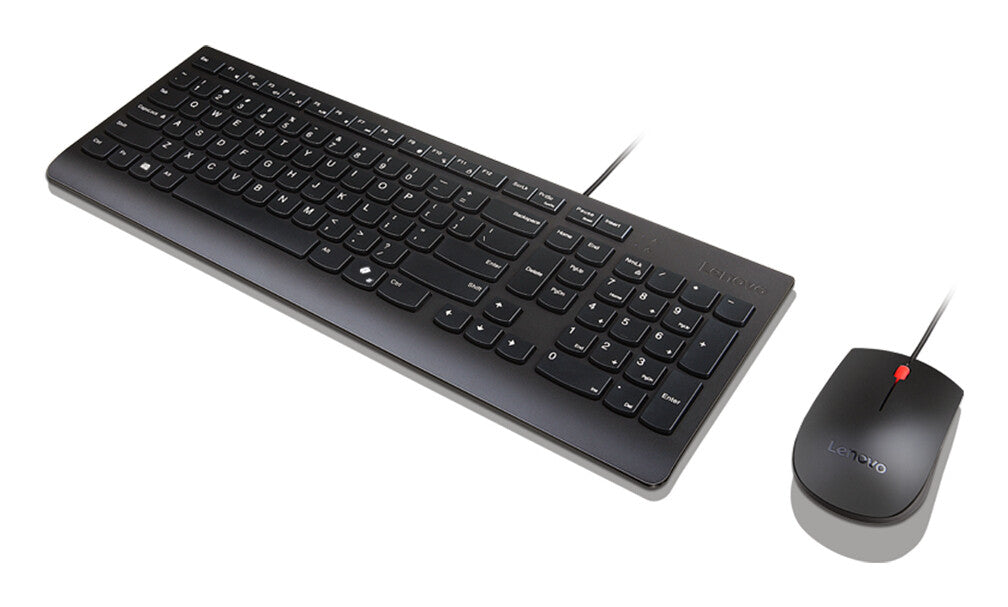 Lenovo Essential Wired Combo Black US Euro tastatur Mus inkluderet Universel USB Sort