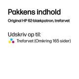 HP 62 Farve (cyan, magenta, gul) 165 sider Blæk C2P06AE