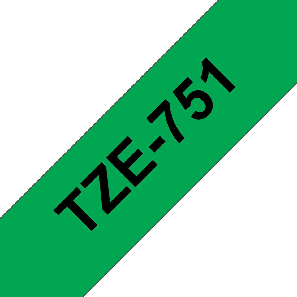 Brother TZE-751 etiketbånd Sort på grøn