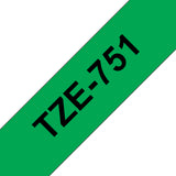 Brother TZE-751 etiketbånd Sort på grøn