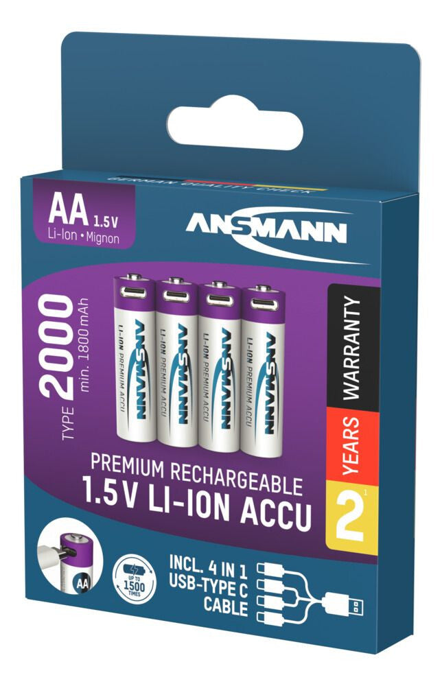 Ansmann 1312-0036 husholdningsbatteri Genopladeligt batteri AA Lithium-Ion (Li-Ion)