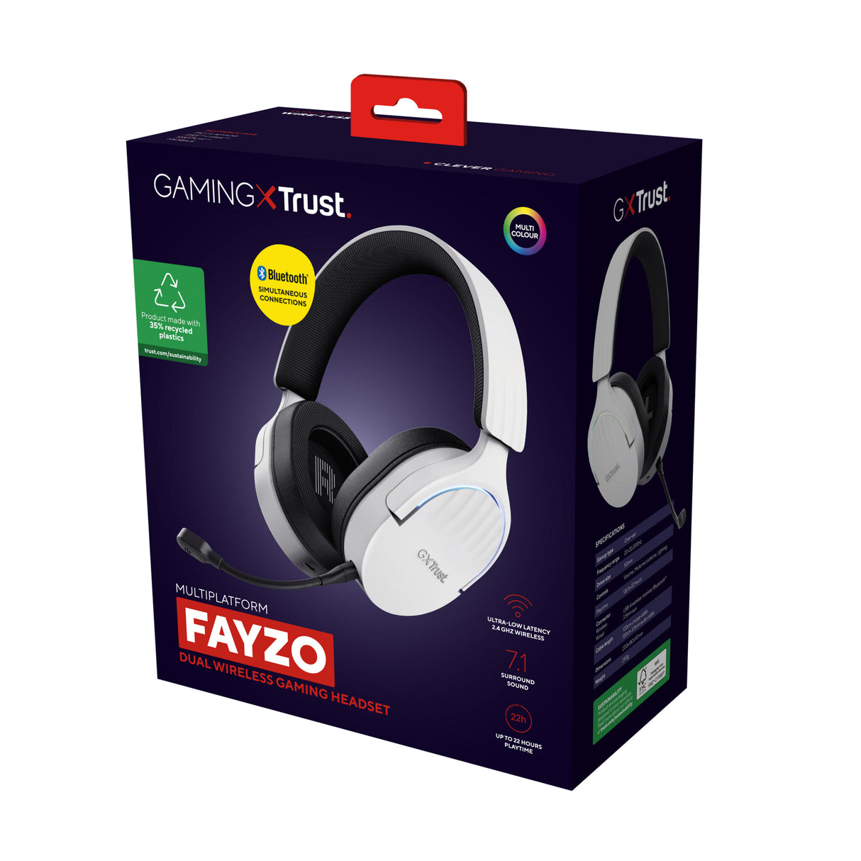 Trust GXT 491W FAYZO Headset Kabel & trådløs Spil USB Type-C Bluetooth Sort, Hvid