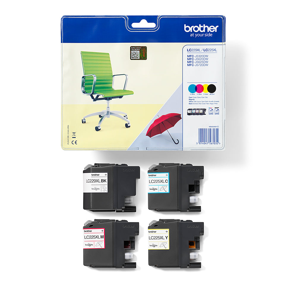 Brother LC229XLVALBPDR blækpatron 4 stk Original Sort, Blå, Magenta, Gul