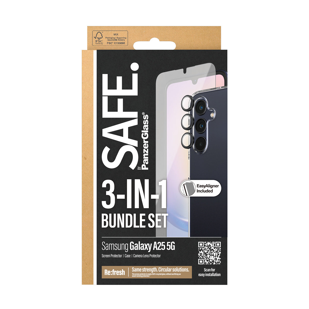 PanzerGlass SAFE. by ® 3-i-1 Beskyttelsespakke Samsung Galaxy A25 5G