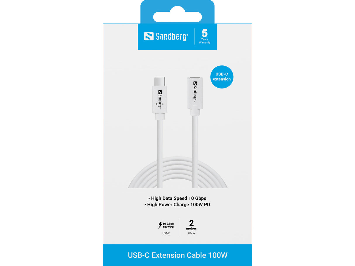 Sandberg USB-C>C M-F USB 3.1 100W, 2M
