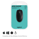 Logitech M110 Silent mus Kontor Ambidextrous USB Type-A Optisk 1000 dpi
