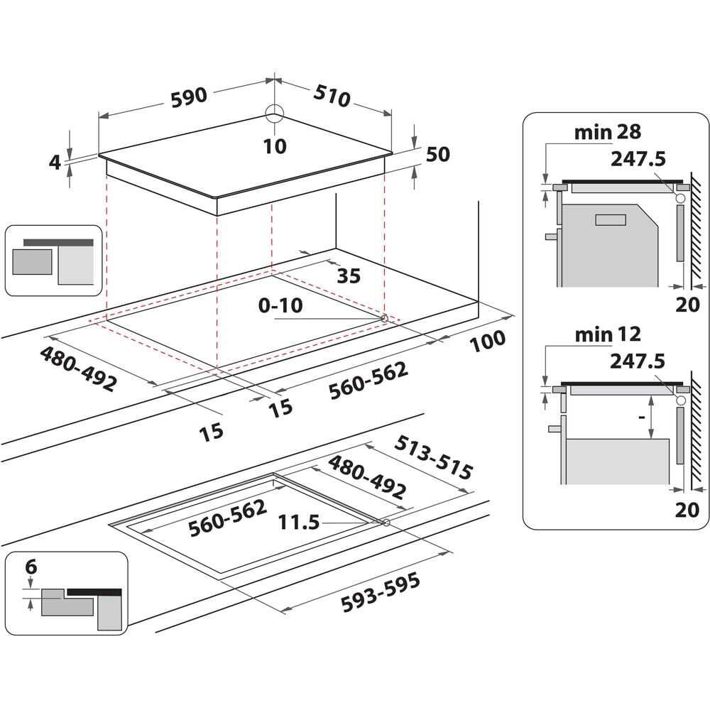 Whirlpool WL B4560 NE/W Hvid Indbygget 59 cm Zone induktionskogeplade 4 zone(s)