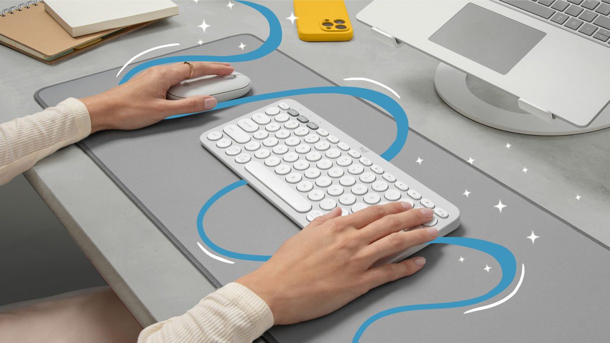 Logitech Pebble 2 Combo tastatur Mus inkluderet Universel RF trådløs + Bluetooth QWERTY US International Hvid