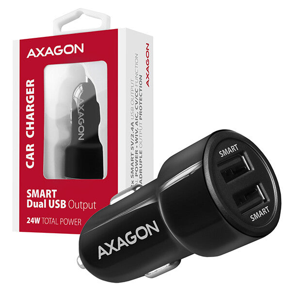 Axagon PWC-5V5 oplader til mobil enhed Mobiltelefon, Smartphone, Tablet, Universel Sort Cigartænder Hurtig opladning Automatisk