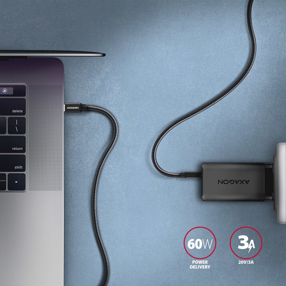 Axagon BUCM3-CM15AB USB-kabel USB 3.2 Gen 1 (3.1 Gen 1) 1,5 m USB C 5 Gbit/sek. 60 W Sort