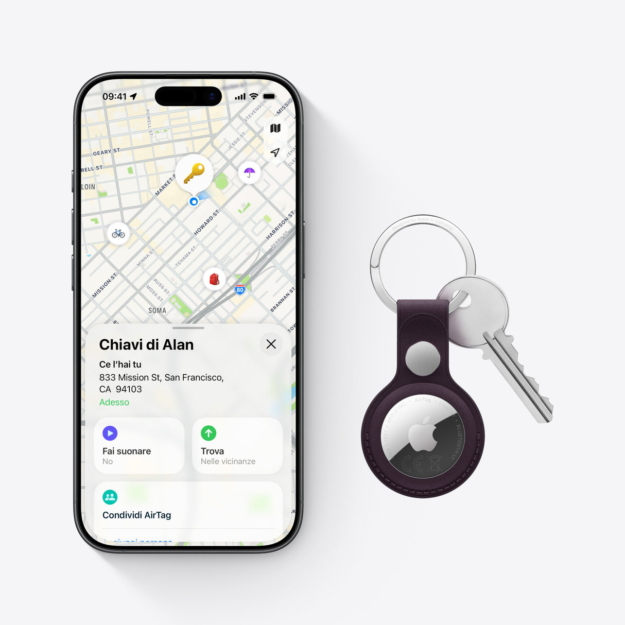 Apple AirTag Element Finder Sølv, Hvid