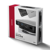 Axagon HMC-UFO USB-C Hub M.2 SATA/NVMe 1 Gbit/s Ethernet 384 kHz Audio Ledningsført USB 3.2 Gen 2 (3.1 Gen 2) Type-C Sort