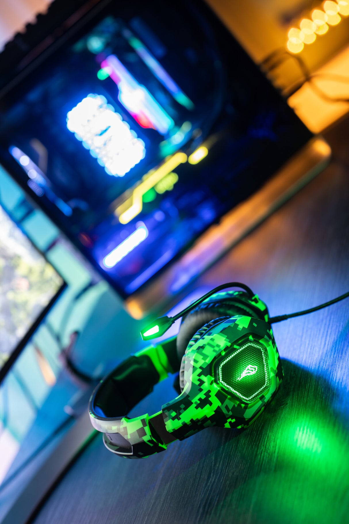SureFire Skirmish Headset Ledningsført Spil USB Type-A Sort, Camouflage, Grøn