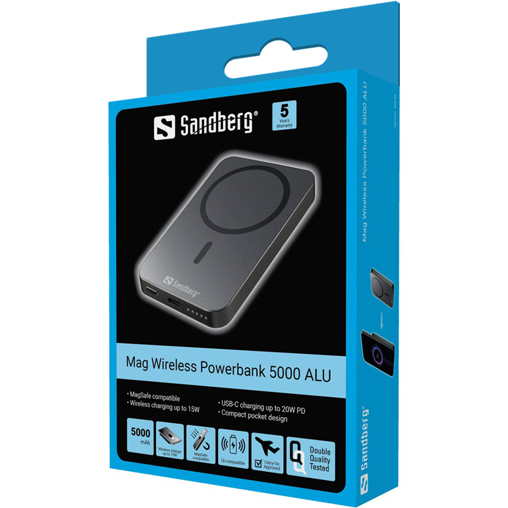 Sandberg Mag Wireless Powerbank 5000 ALU